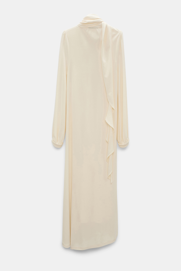 Dorothee Schumacher Crêpe-jersey dress with flounce scarf eggshell