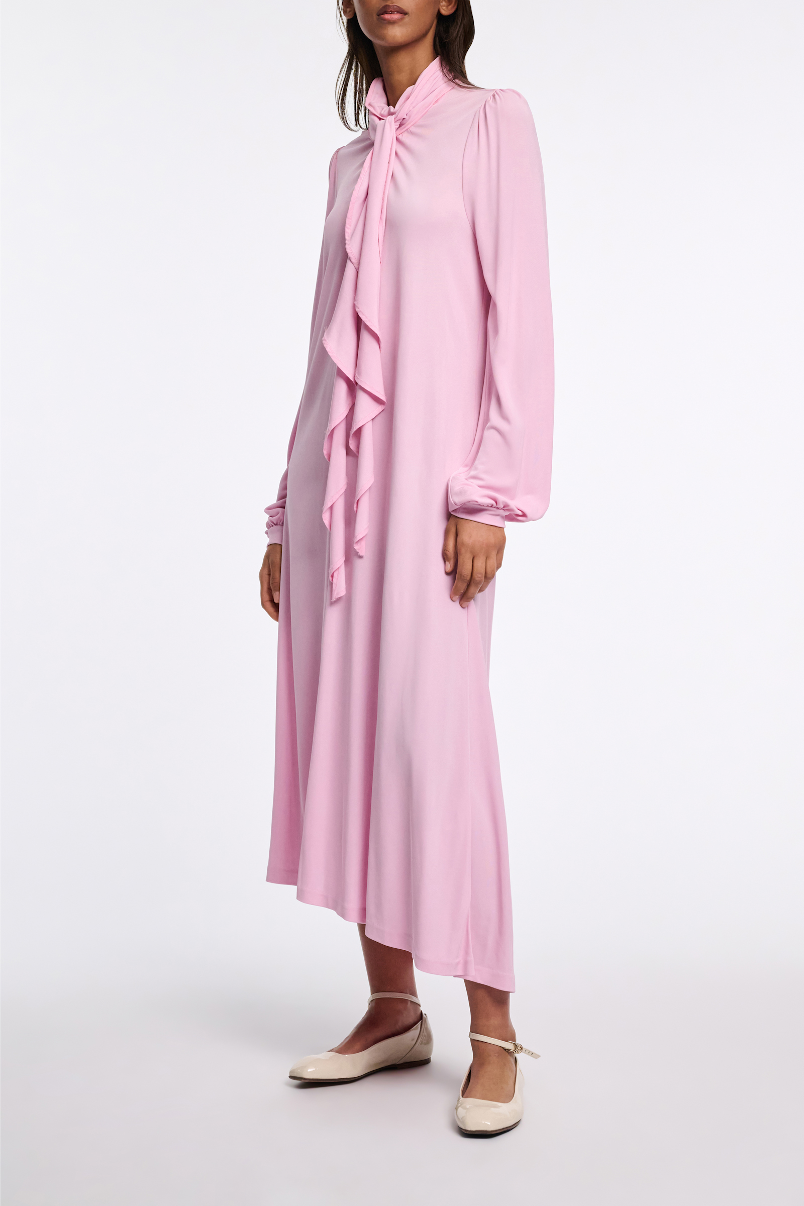 Dorothee Schumacher Crêpe-jersey dress with flounce scarf candy pink