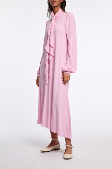 Dorothee Schumacher Crêpe-jersey dress with flounce scarf candy pink