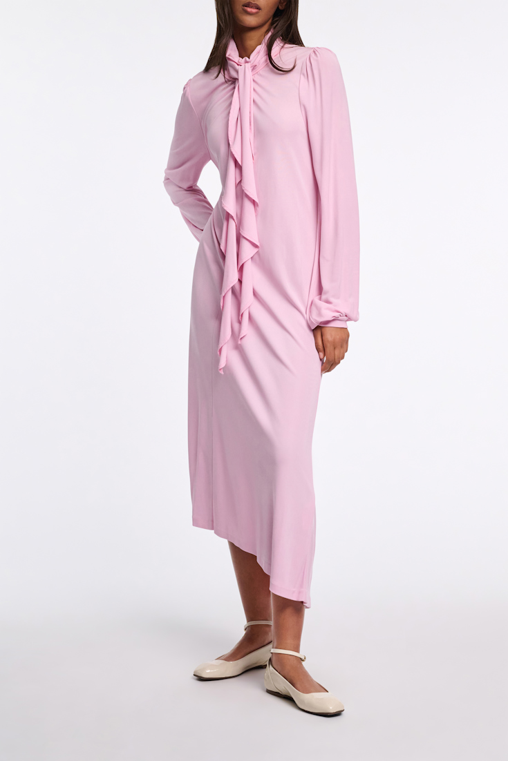 Dorothee Schumacher Crêpe-jersey dress with flounce scarf candy pink