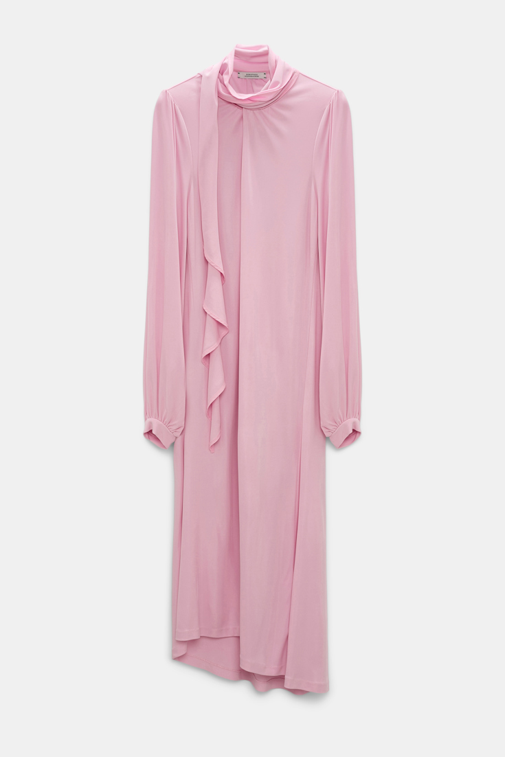 Dorothee Schumacher Crêpe-jersey dress with flounce scarf candy pink
