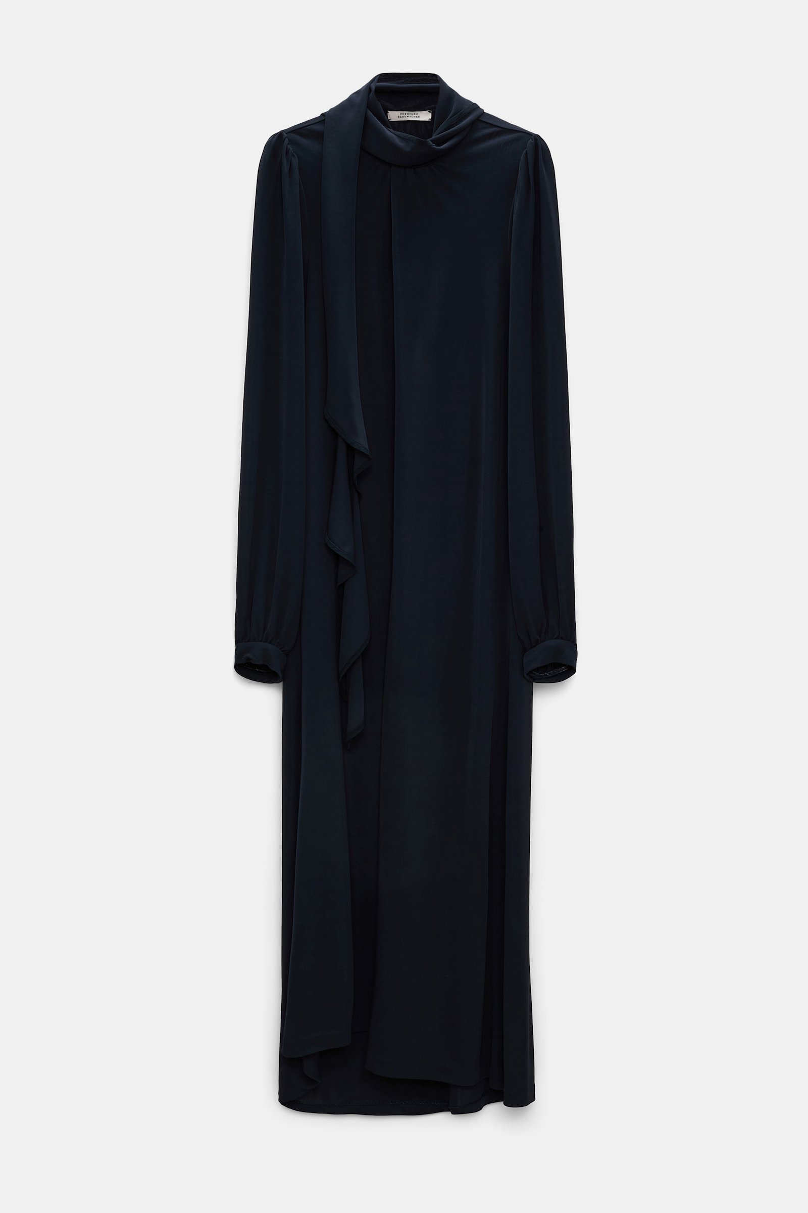 Dorothee Schumacher Kleid aus fließendem Crêpe-Jersey mit Volant dark navy