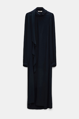 Dorothee Schumacher Crêpe-jersey dress with flounce scarf dark navy