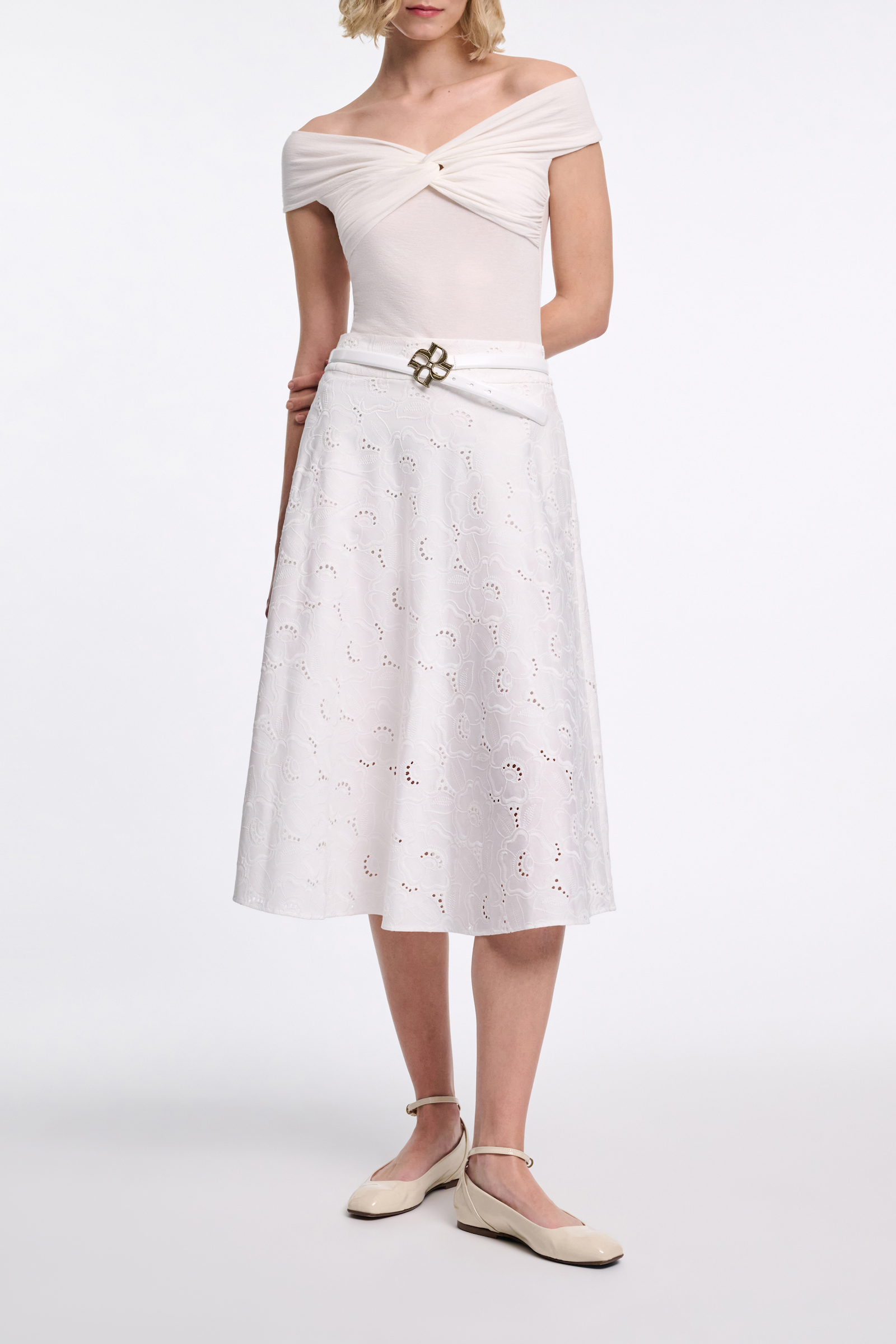 Dorothee Schumacher Top with draped knot detail eggshell