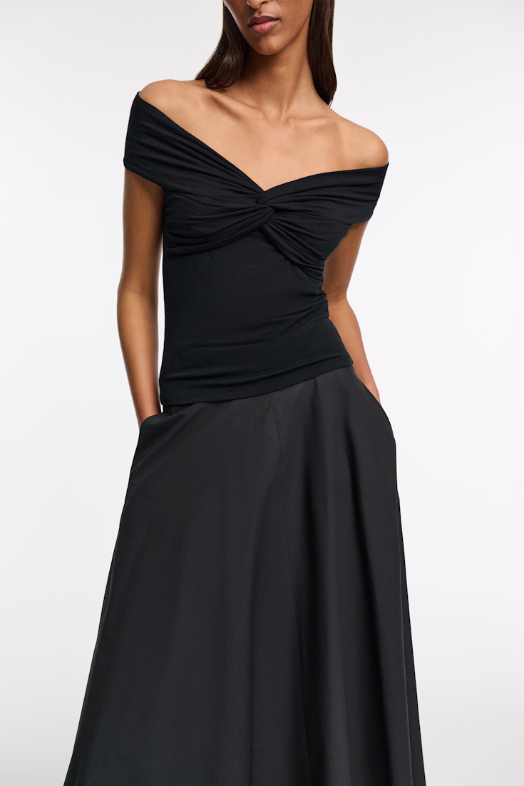 Dorothee Schumacher Top with draped knot detail pure black