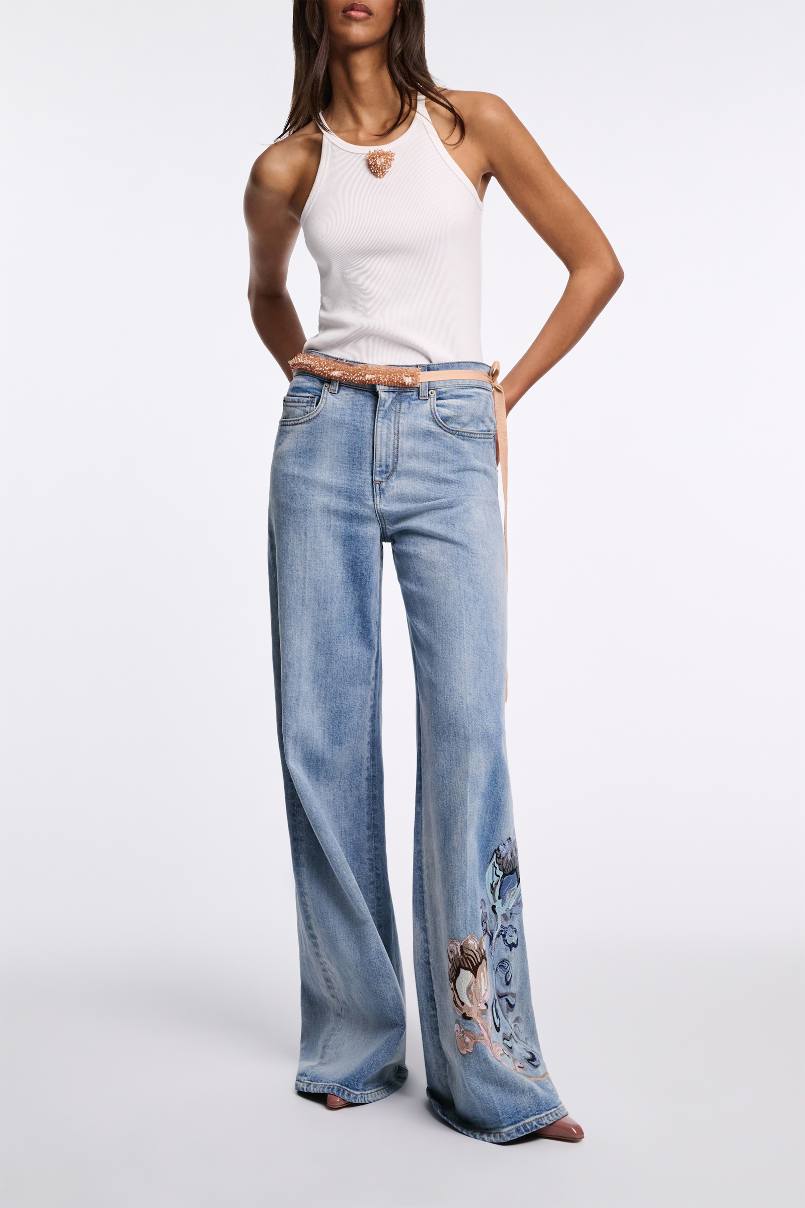 Dorothee Schumacher Tank top with embellished organza detail pure white