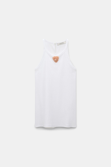 Dorothee Schumacher Tank top with embellished organza detail pure white