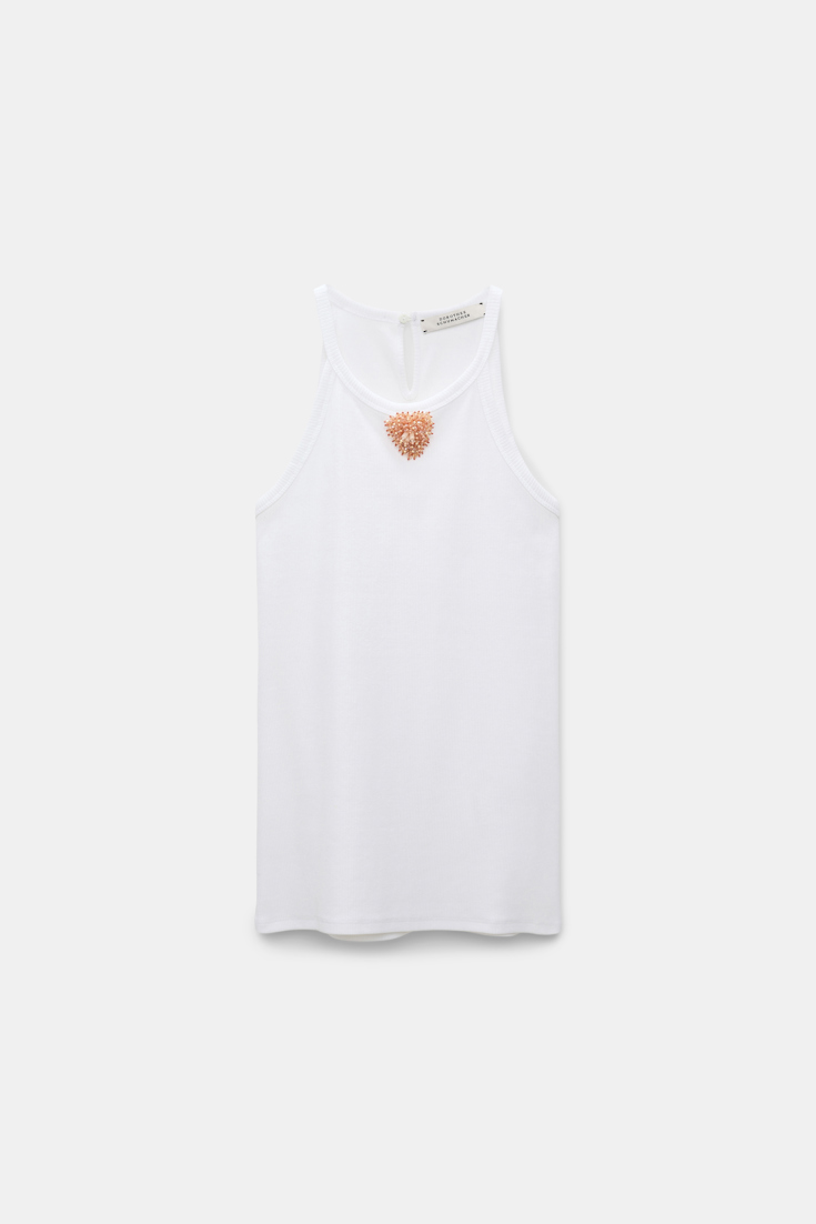 Dorothee Schumacher Tank top with embellished organza detail pure white
