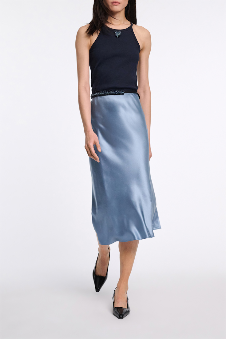 Dorothee Schumacher Tank top with embellished organza detail dark navy
