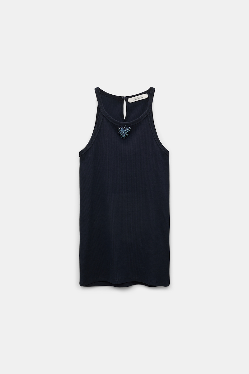 DOROTHEE SCHUMACHER TANK TOP WITH EMBELLISHED ORGANZA DETAIL 