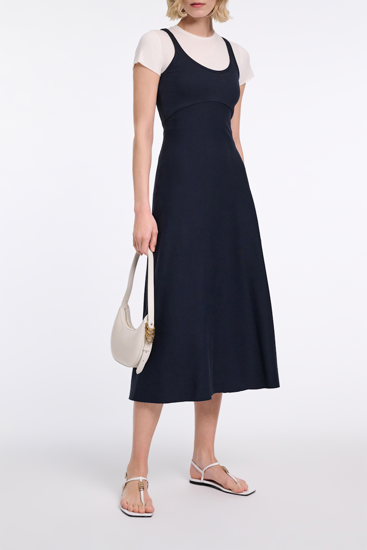 Dorothee Schumacher Maxikleid in Ripp-Optik dark navy