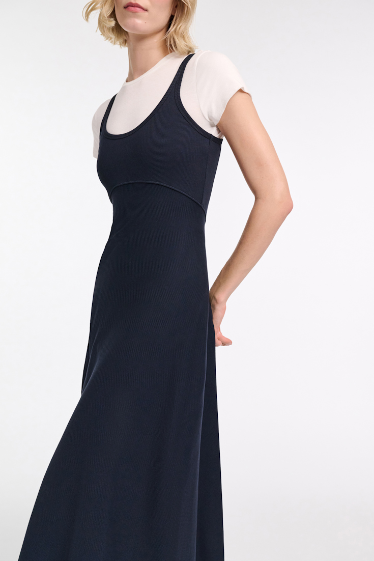 Dorothee Schumacher Maxikleid in Ripp-Optik dark navy