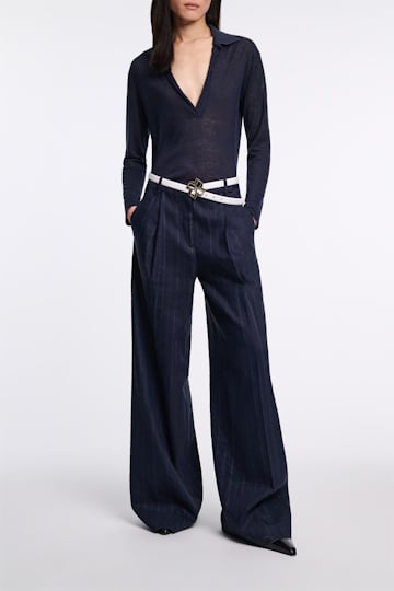 Dorothee Schumacher Pleated pinstripe pants blue night