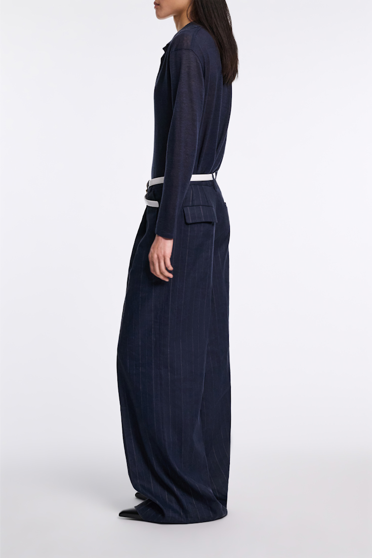 Dorothee Schumacher Pleated pinstripe pants blue night