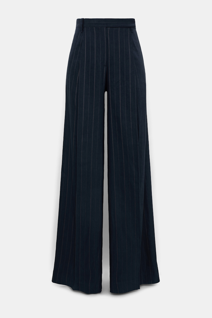 Dorothee Schumacher Pleated pinstripe pants blue night