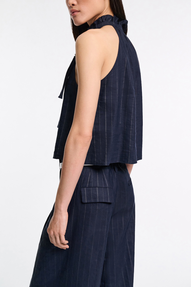 Dorothee Schumacher Pinstripe shell with bow detail blue night