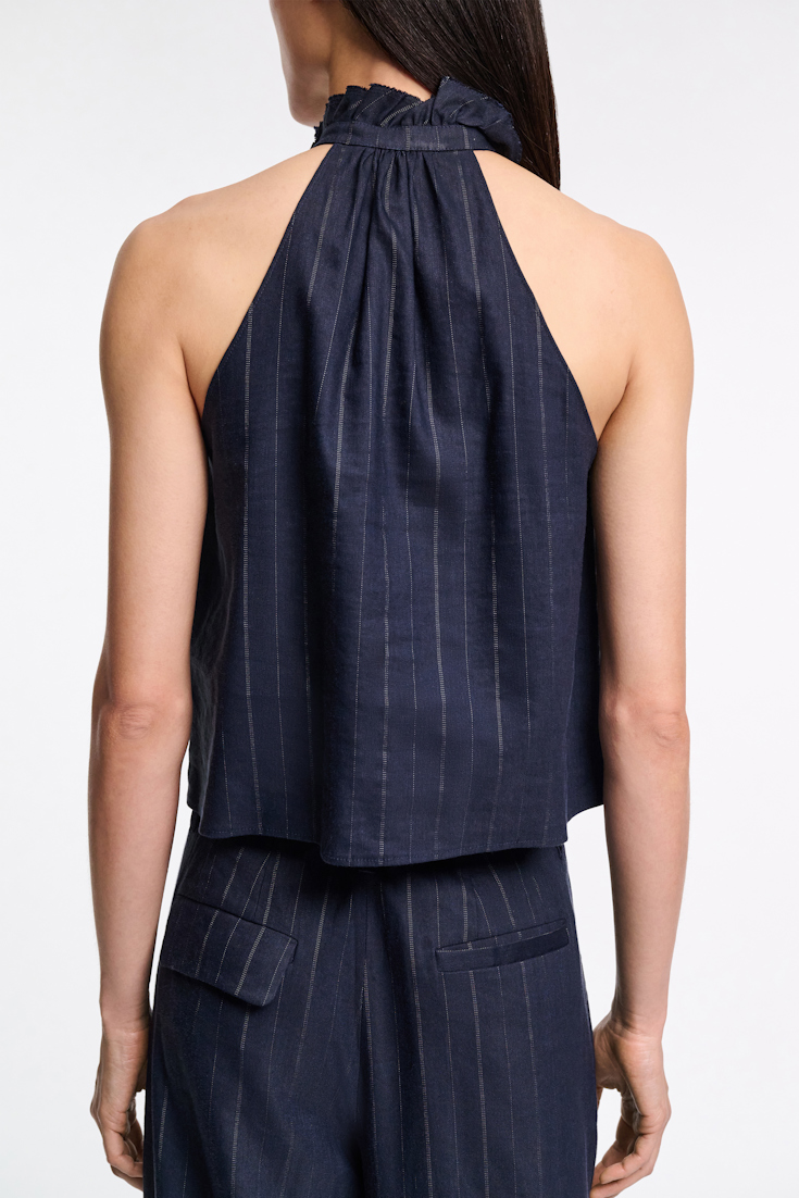 Dorothee Schumacher Pinstripe shell with bow detail blue night