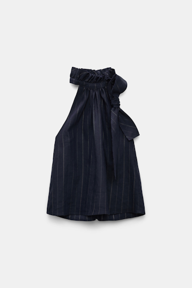 Dorothee Schumacher Pinstripe shell with bow detail blue night