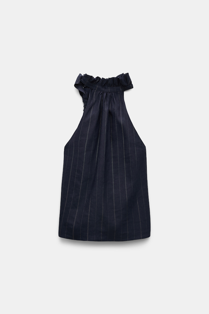 Dorothee Schumacher Pinstripe shell with bow detail blue night