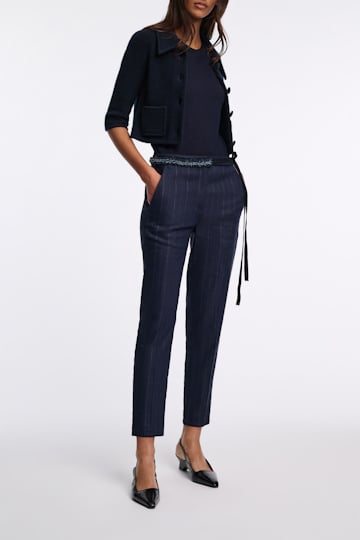 Dorothee Schumacher Slim cropped pinstripe pants blue night