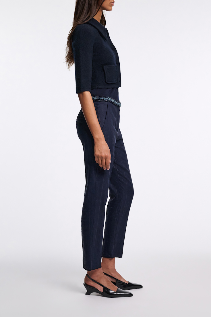 Dorothee Schumacher Slim cropped pinstripe pants blue night