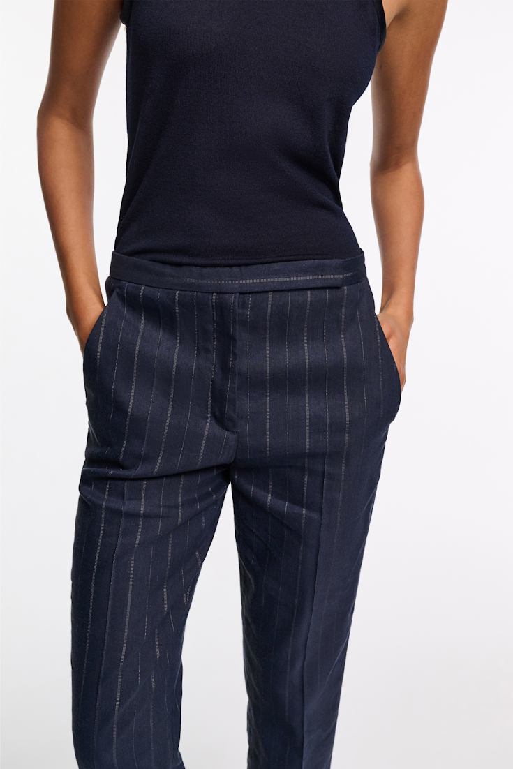 Dorothee Schumacher Slim cropped pinstripe pants blue night