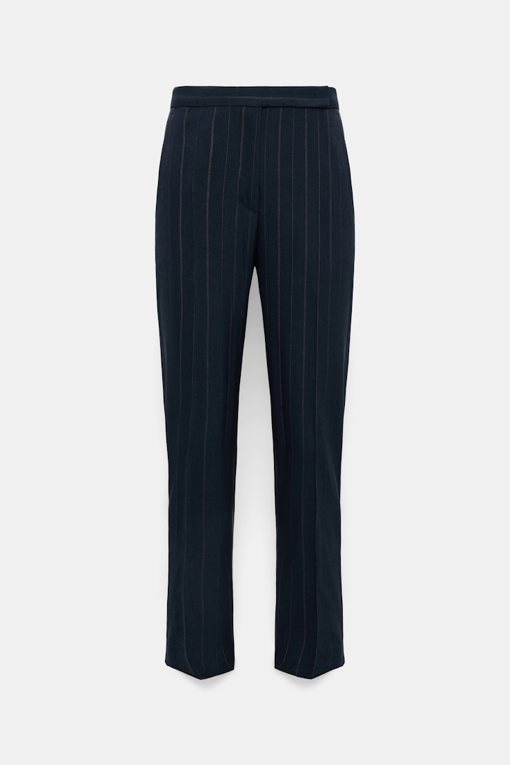 Dorothee Schumacher Slim cropped pinstripe pants blue night