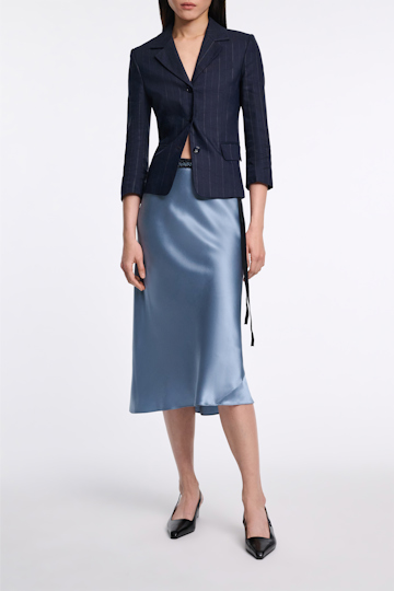 Dorothee Schumacher Cropped sleeve pinstripe blazer blue night