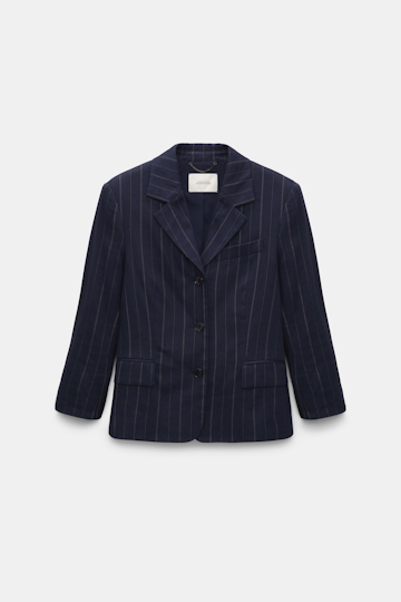 Dorothee Schumacher Cropped sleeve pinstripe blazer blue night