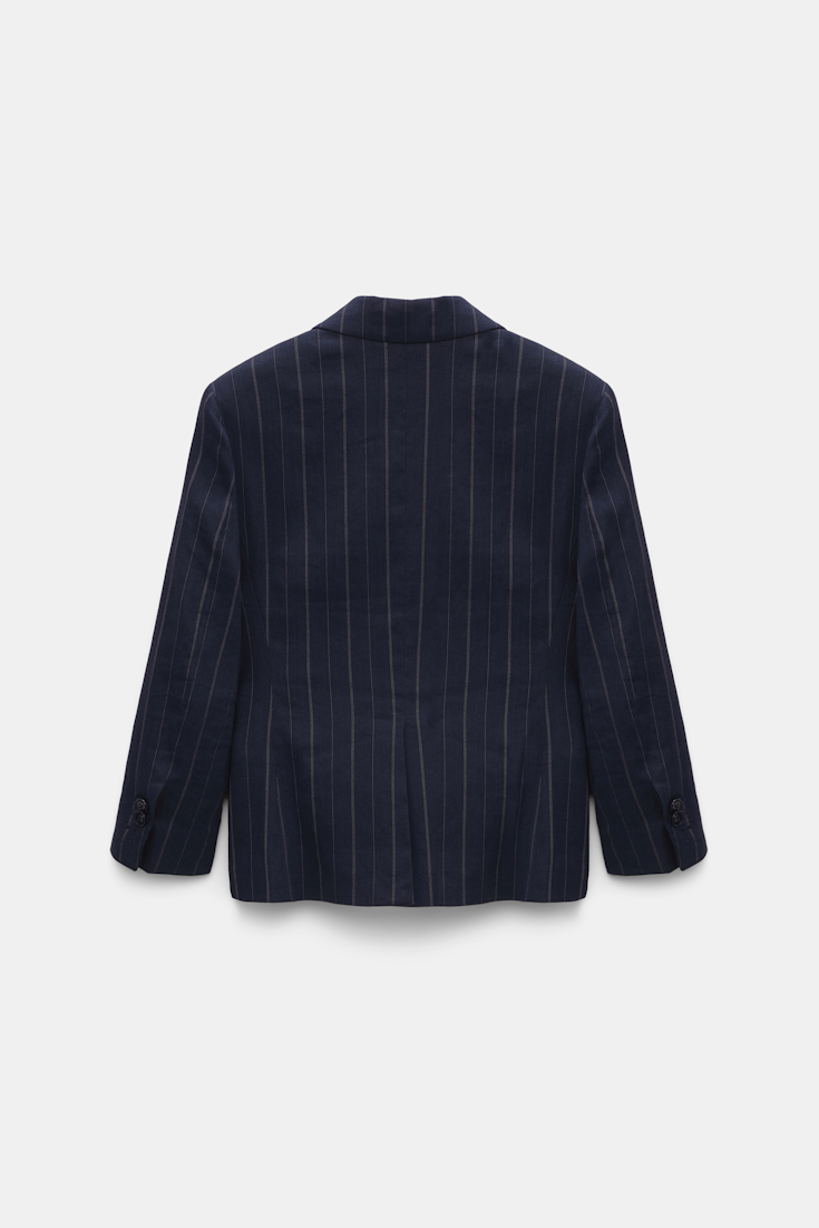 Dorothee Schumacher Cropped sleeve pinstripe blazer blue night
