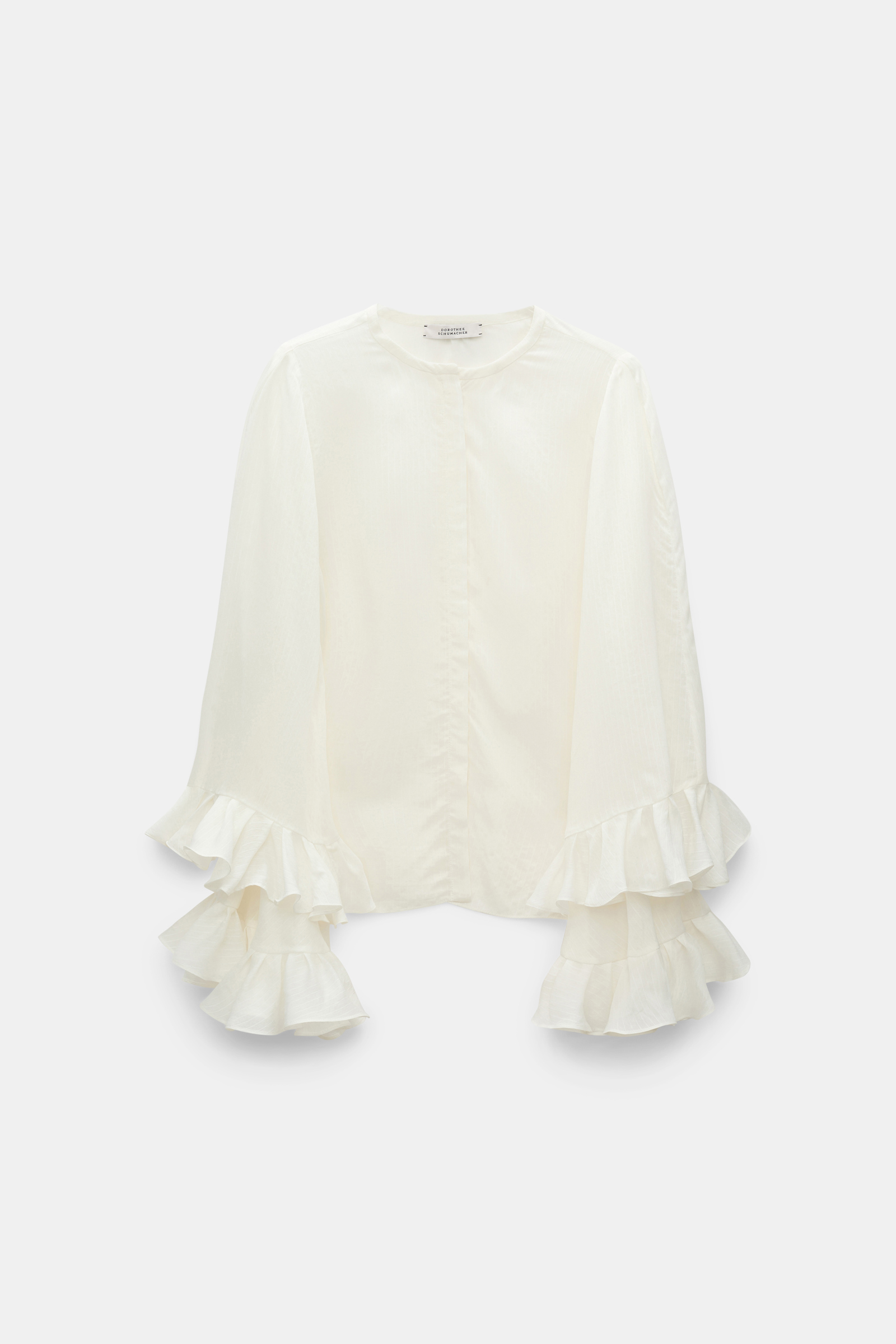 Dorothee Schumacher Striped organdy voile blouse with flounce cuffs camellia white