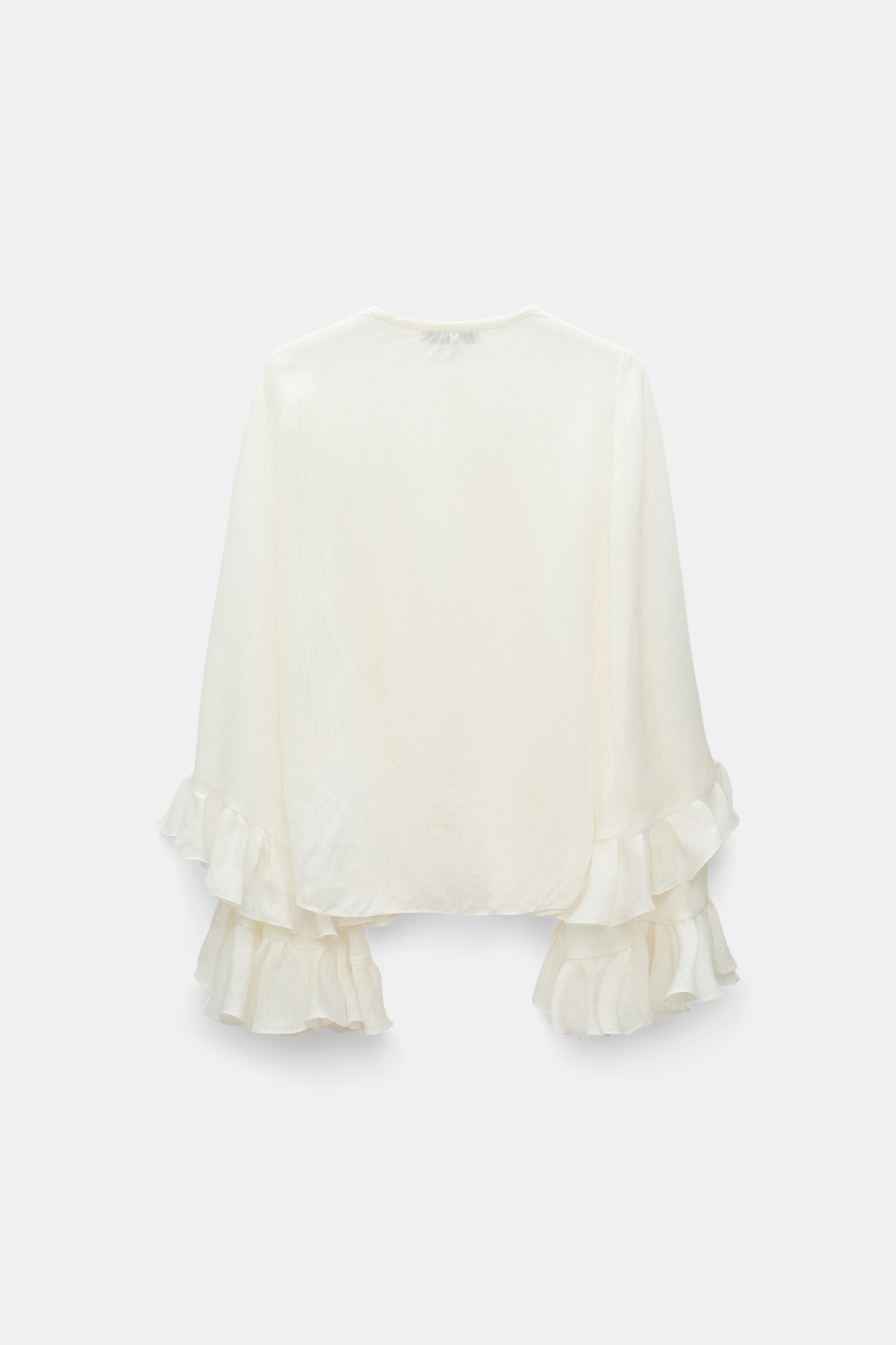 Dorothee Schumacher Striped organdy voile blouse with flounce cuffs camellia white