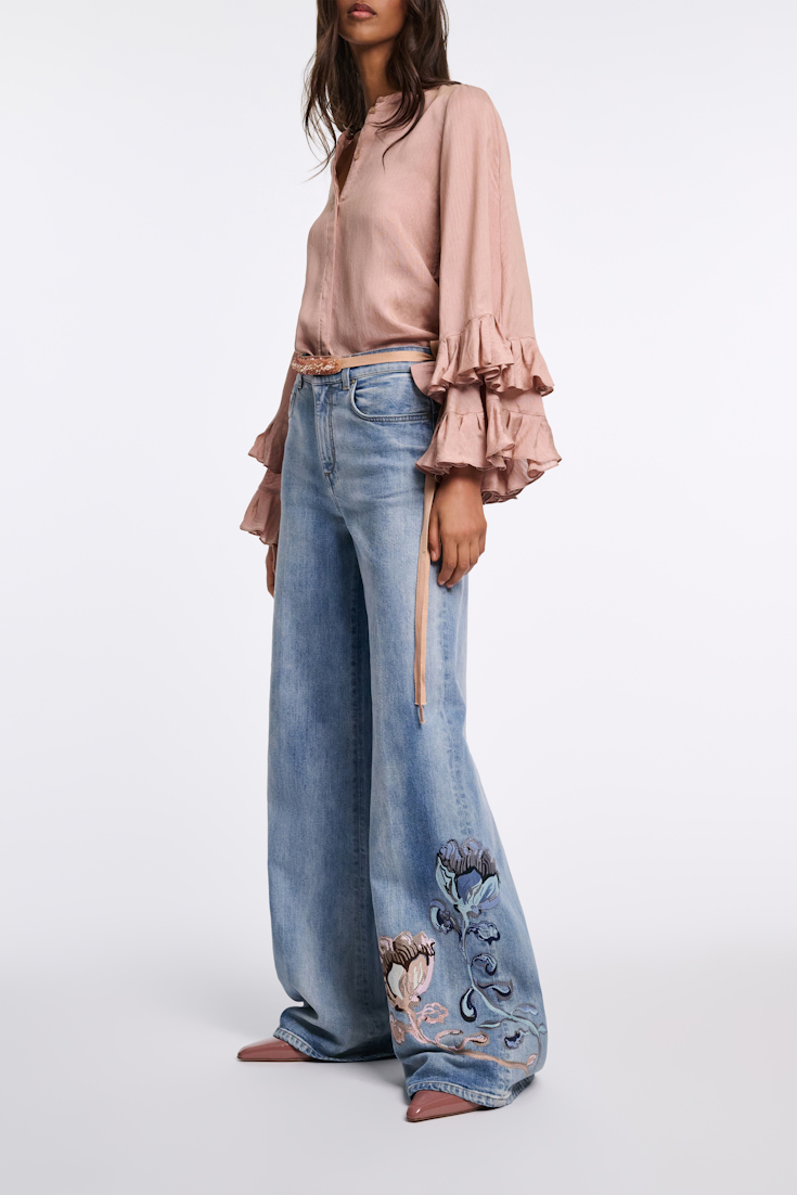 Dorothee Schumacher Striped organdy voile blouse with flounce cuffs make up