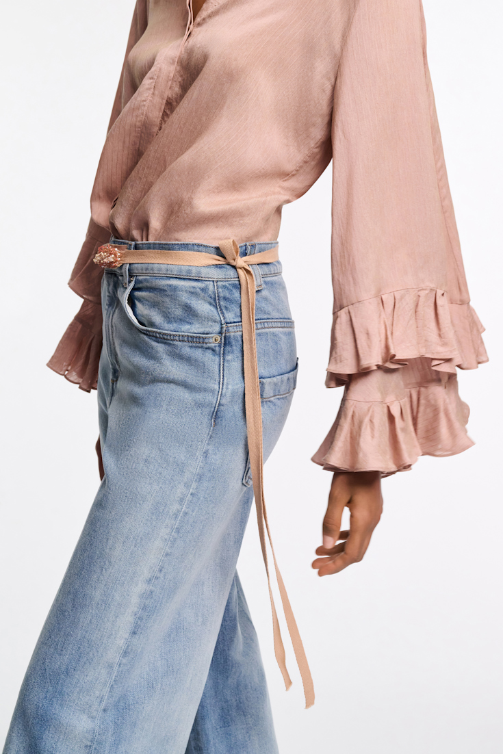 Dorothee Schumacher Striped organdy voile blouse with flounce cuffs make up
