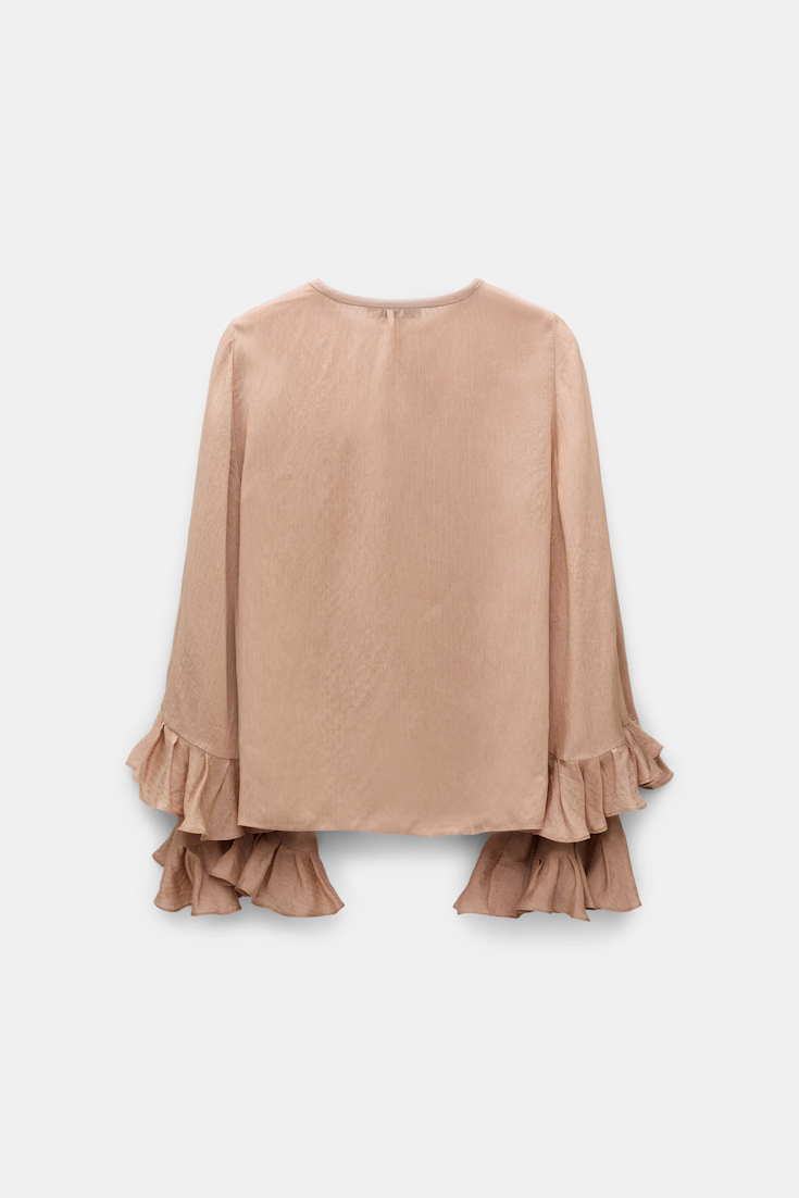 Dorothee Schumacher Striped organdy voile blouse with flounce cuffs make up