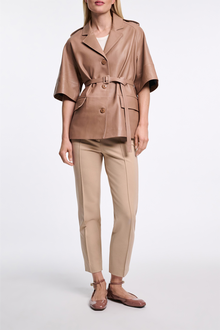 Dorothee Schumacher 3/4-sleeve lambskin trench coat tan