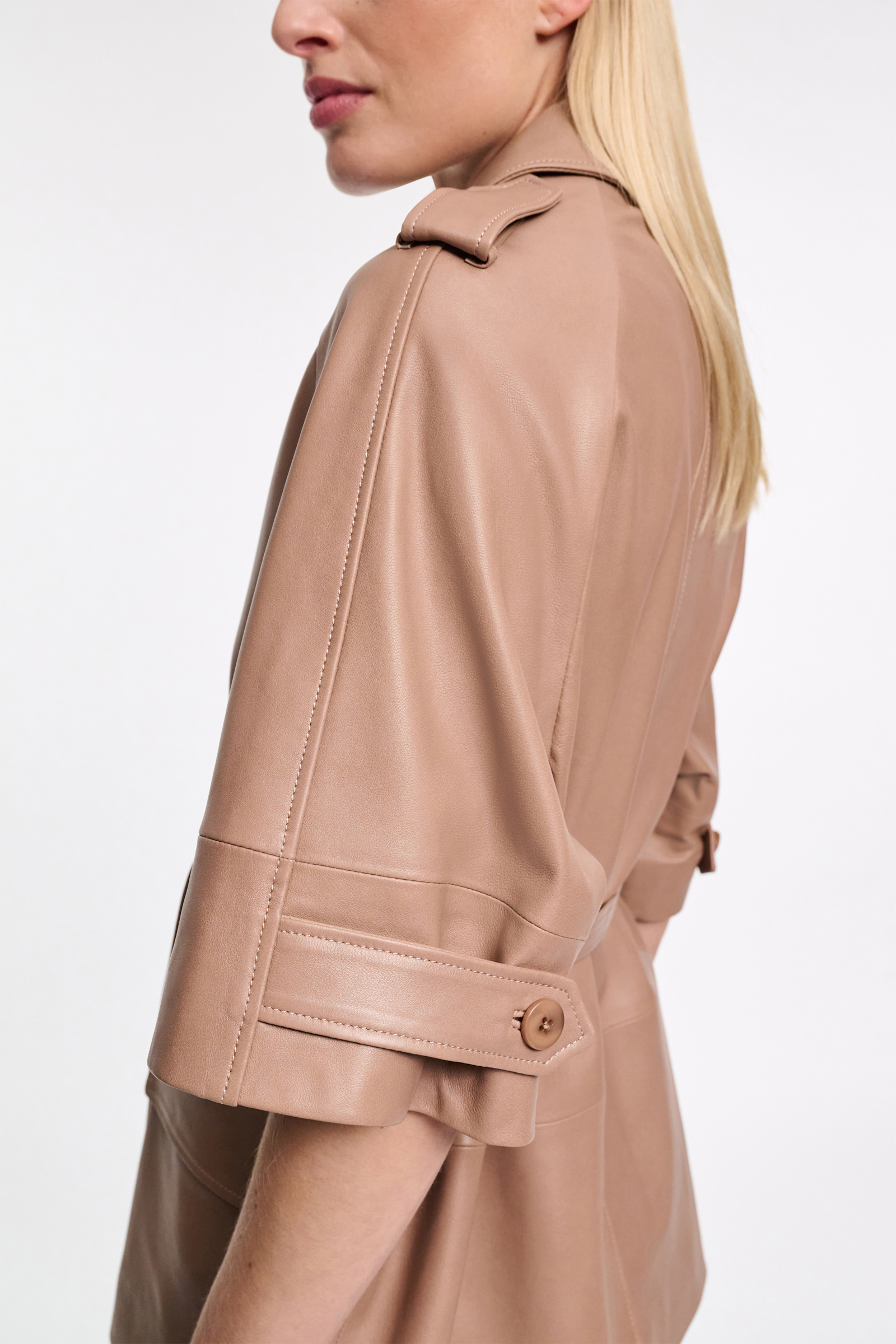Dorothee Schumacher 3/4-sleeve lambskin trench coat tan