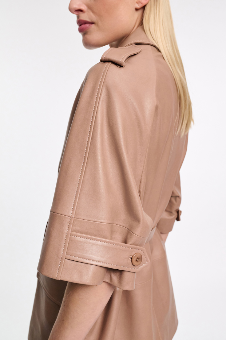 Dorothee Schumacher 3/4-sleeve lambskin trench coat tan