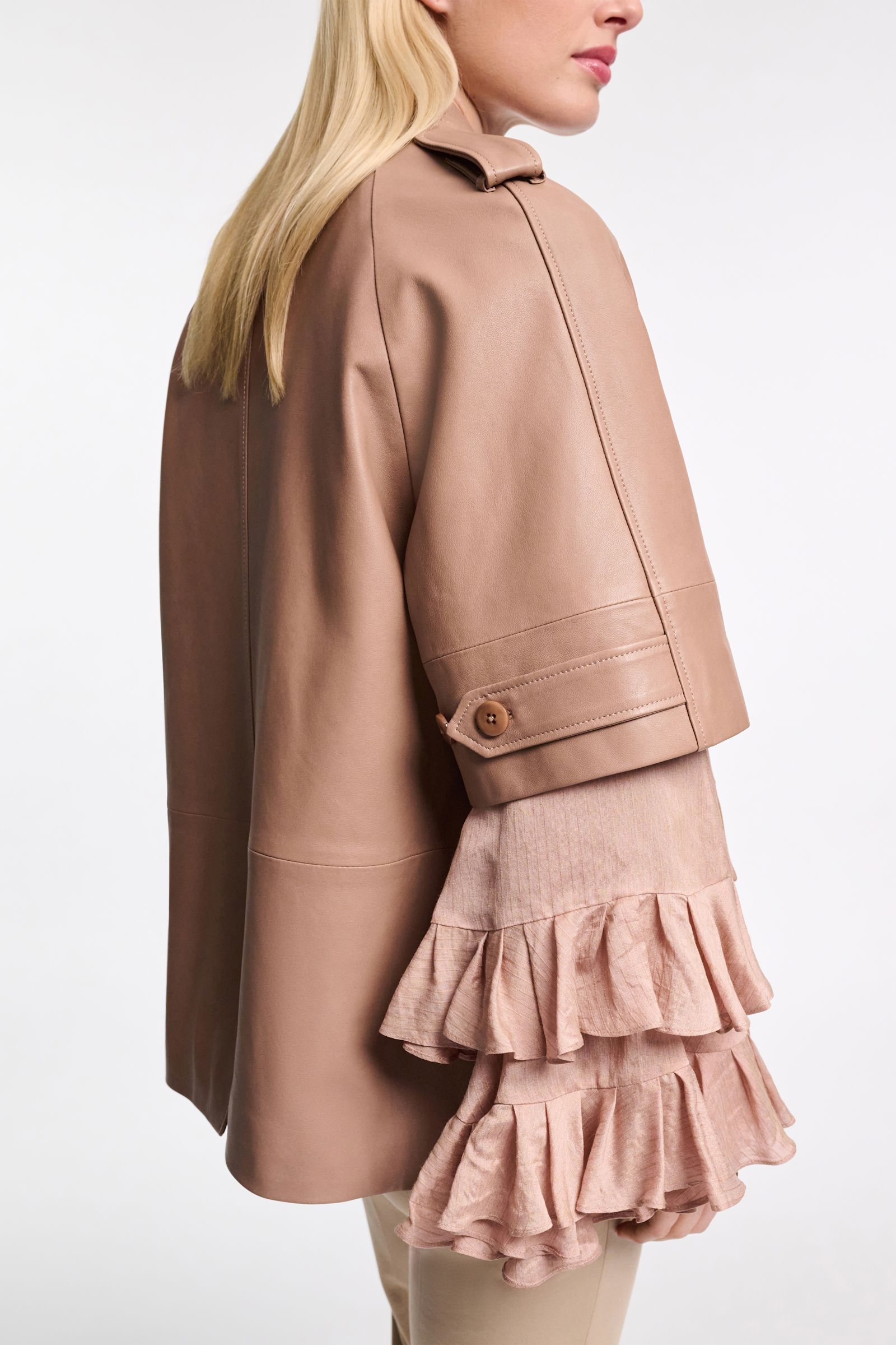 Dorothee Schumacher 3/4-sleeve lambskin trench coat tan