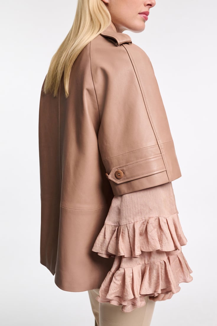 Dorothee Schumacher 3/4-sleeve lambskin trench coat tan