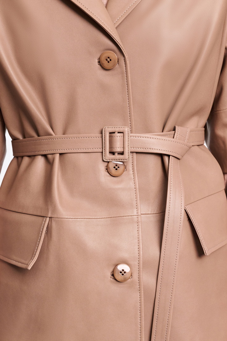Dorothee Schumacher 3/4-sleeve lambskin trench coat tan