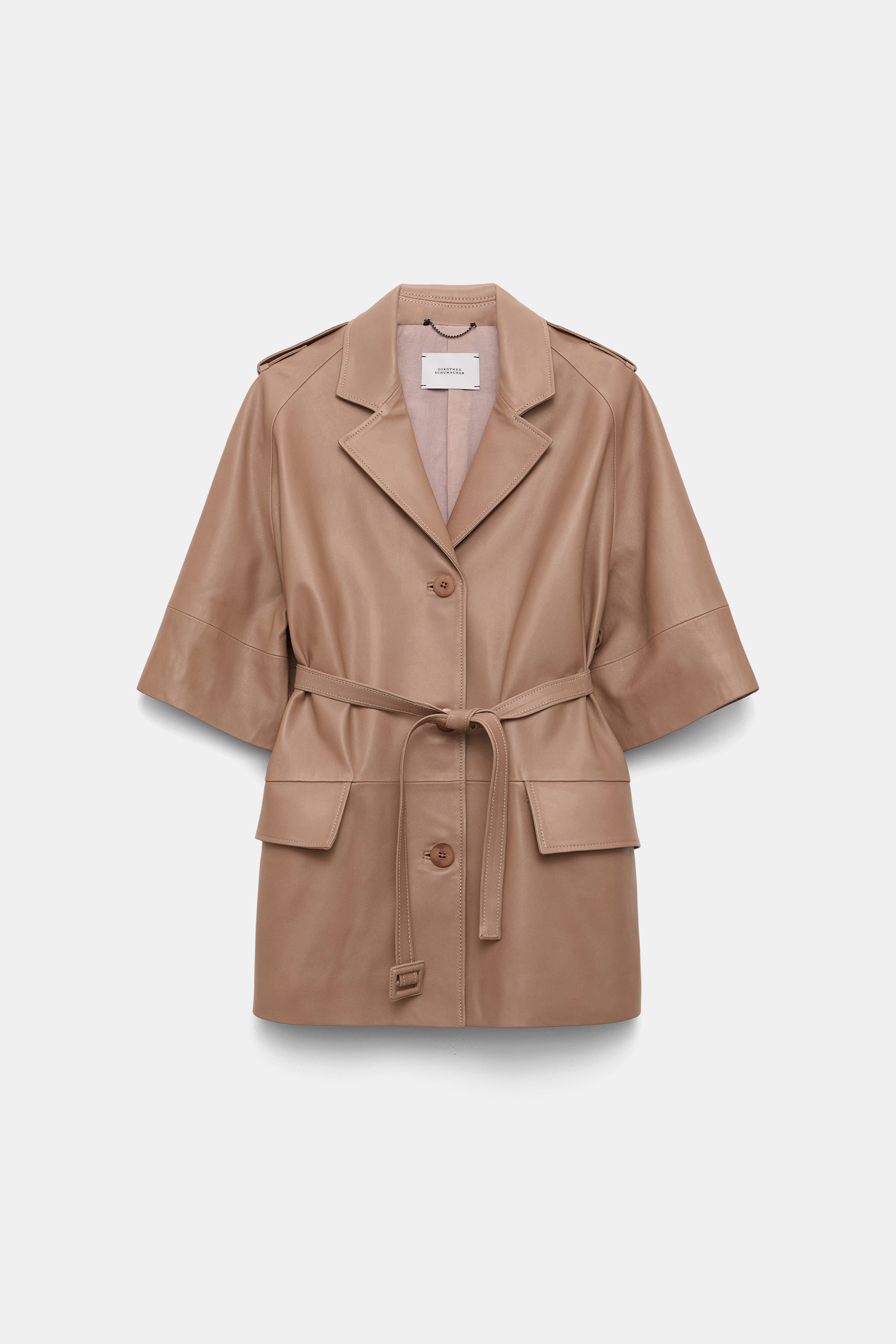 Dorothee Schumacher 3/4-sleeve lambskin trench coat tan