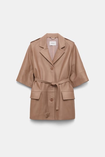 Dorothee Schumacher 3/4-sleeve lambskin trench coat tan