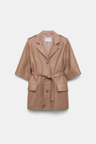 Dorothee Schumacher 3/4-sleeve lambskin trench coat tan