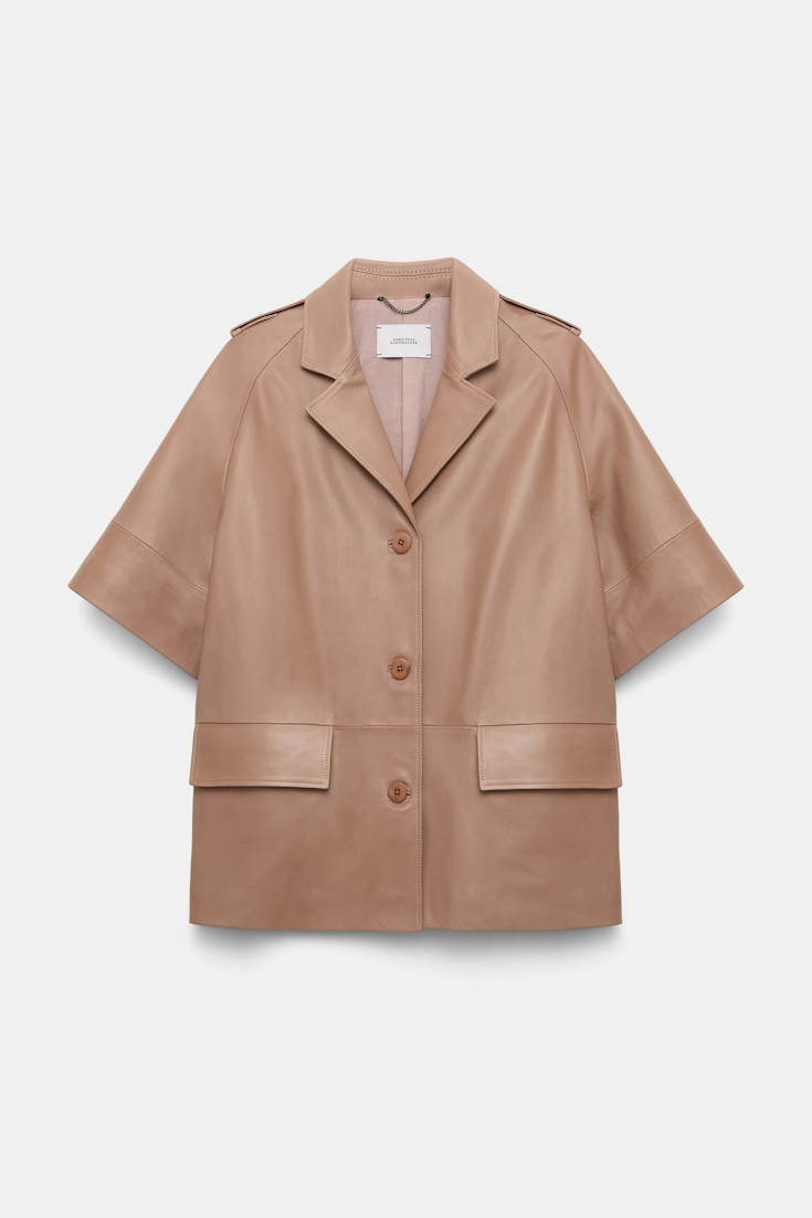 Dorothee Schumacher 3/4-sleeve lambskin trench coat tan