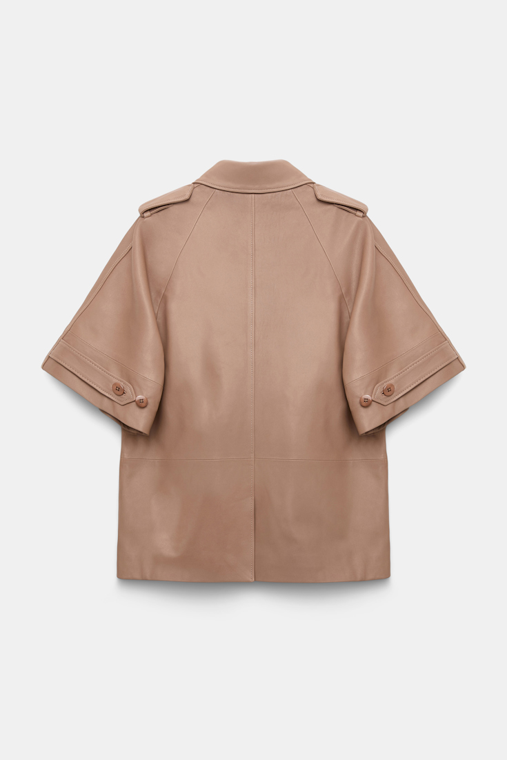 Dorothee Schumacher 3/4-sleeve lambskin trench coat tan