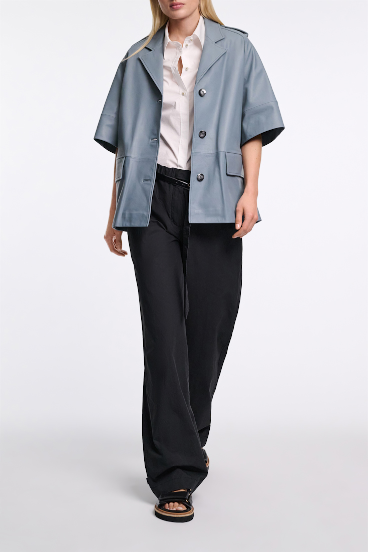 Dorothee Schumacher 3/4-sleeve lambskin trench coat malachite