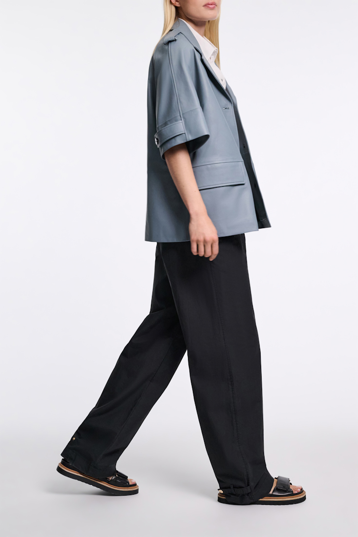 Dorothee Schumacher 3/4-sleeve lambskin trench coat malachite