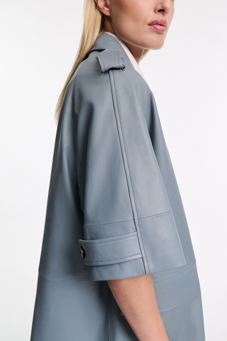 Dorothee Schumacher 3/4-sleeve lambskin trench coat malachite