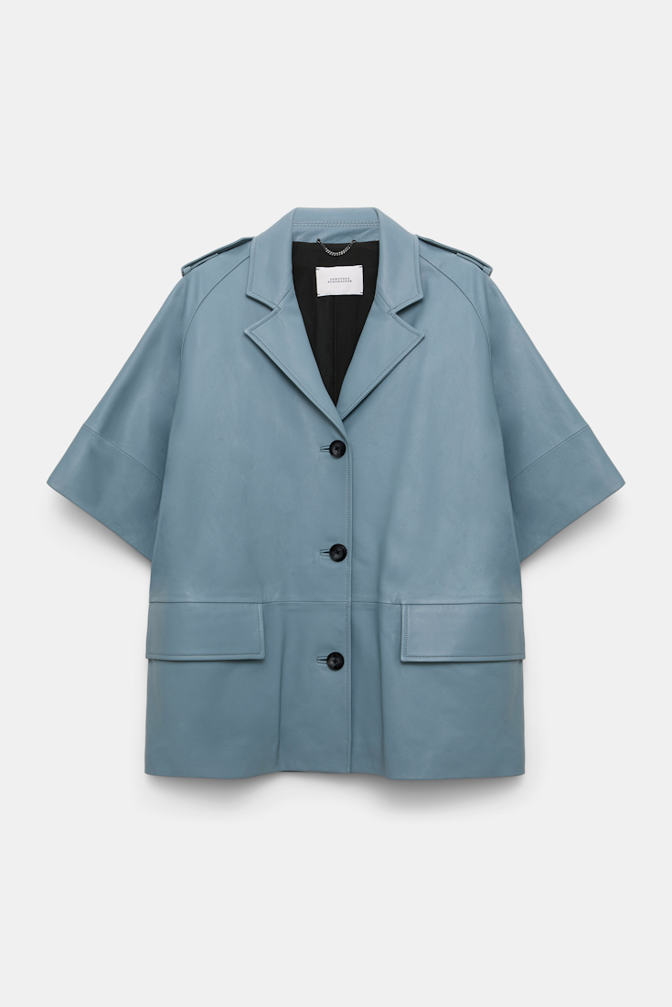 Dorothee Schumacher 3/4-sleeve lambskin trench coat malachite